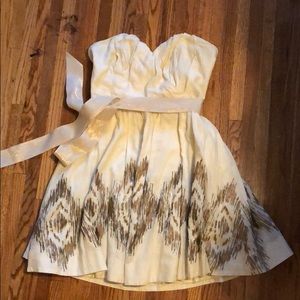Anthropologie cream sweetheart strapless dress